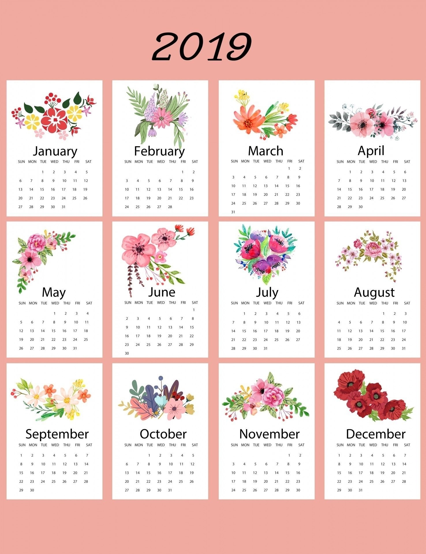 Bc Free 2020 At A Glance Calendar In 2020 | Calendar 2019 with regard to Inspiration Calendar At A Glance
