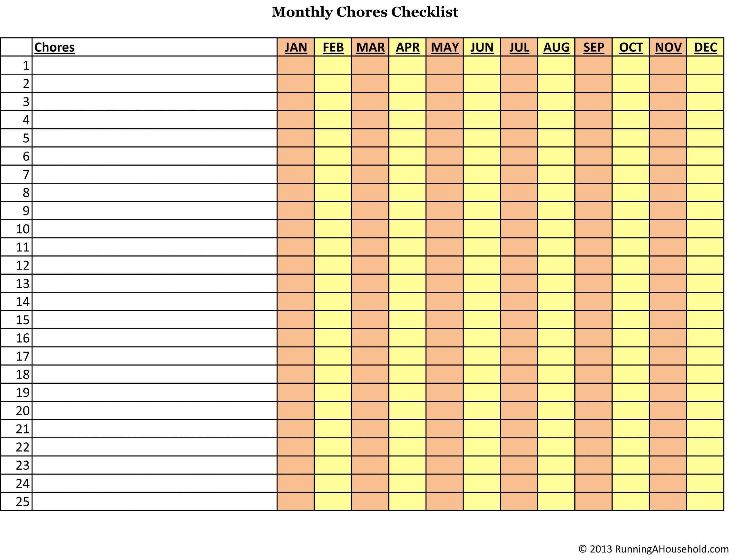 Bi-Weekly And Monthly Chores Checklist - Running A Household