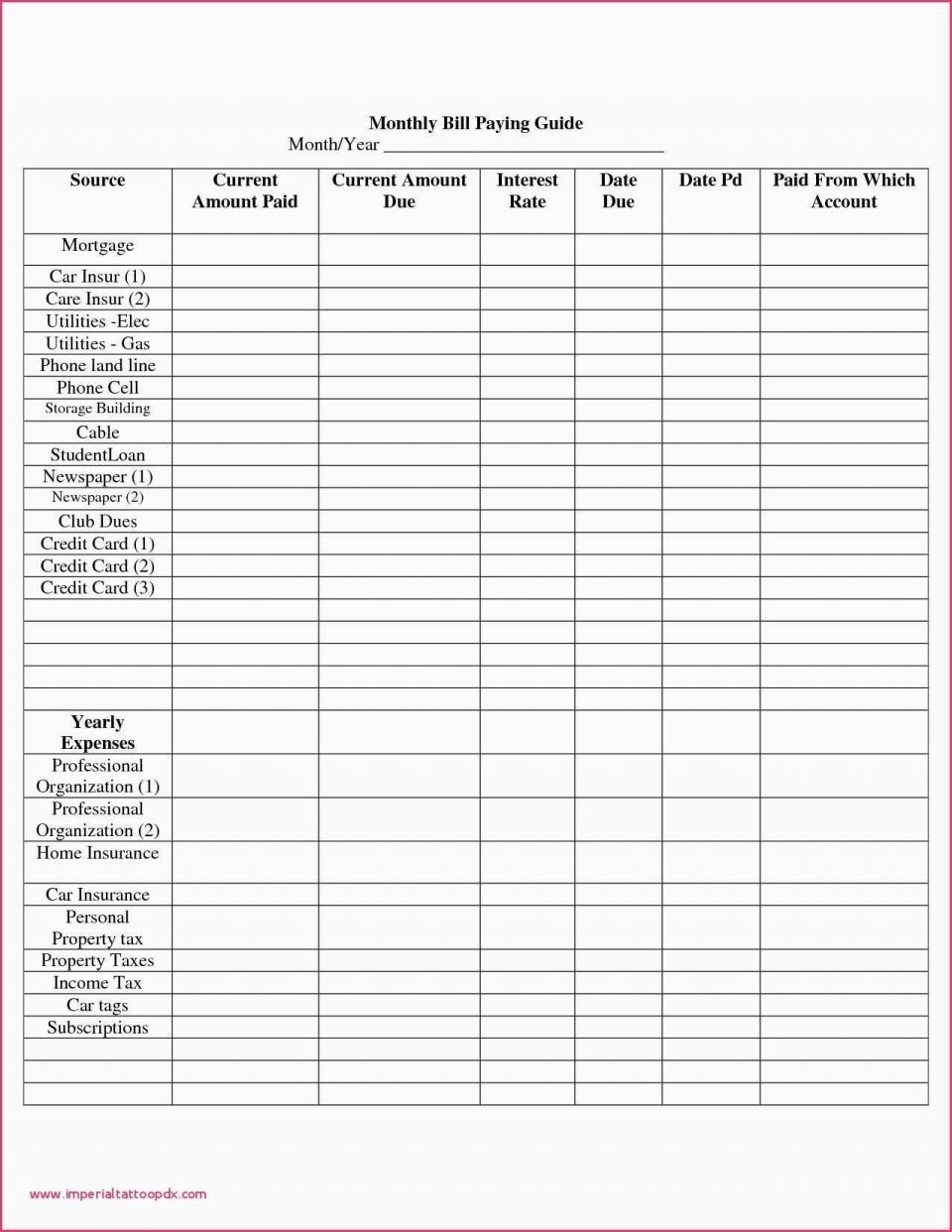 Bill Pay Spreadsheet Of Organizer Chart Excel Monthly Paying