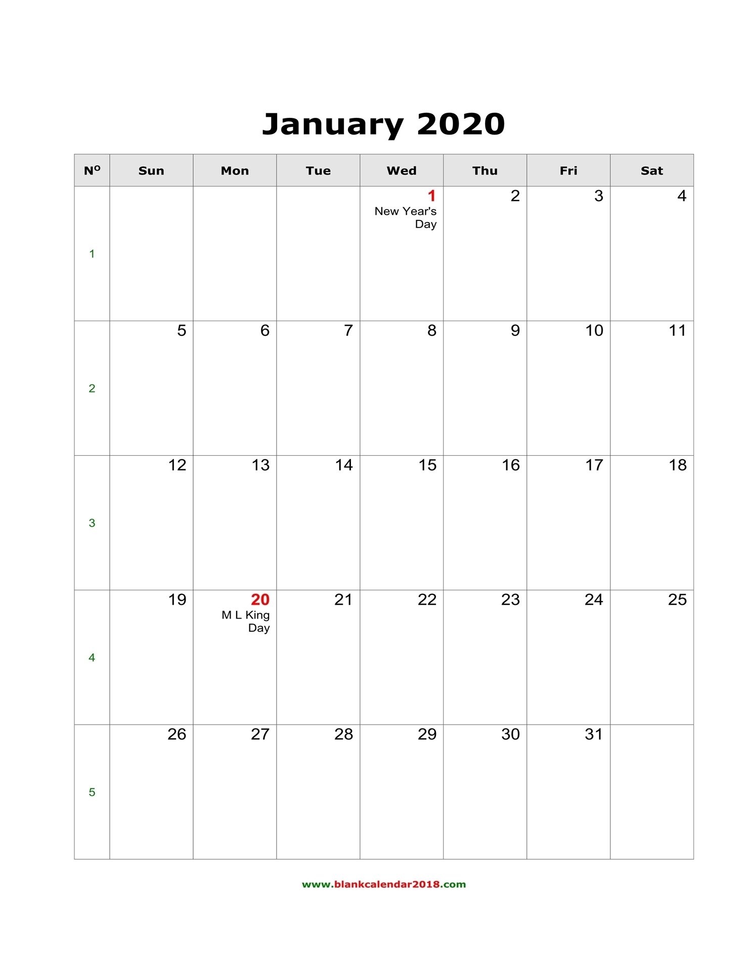 Blank Calendar 2020 within 2020 Calendar Printable Free Word Monthly