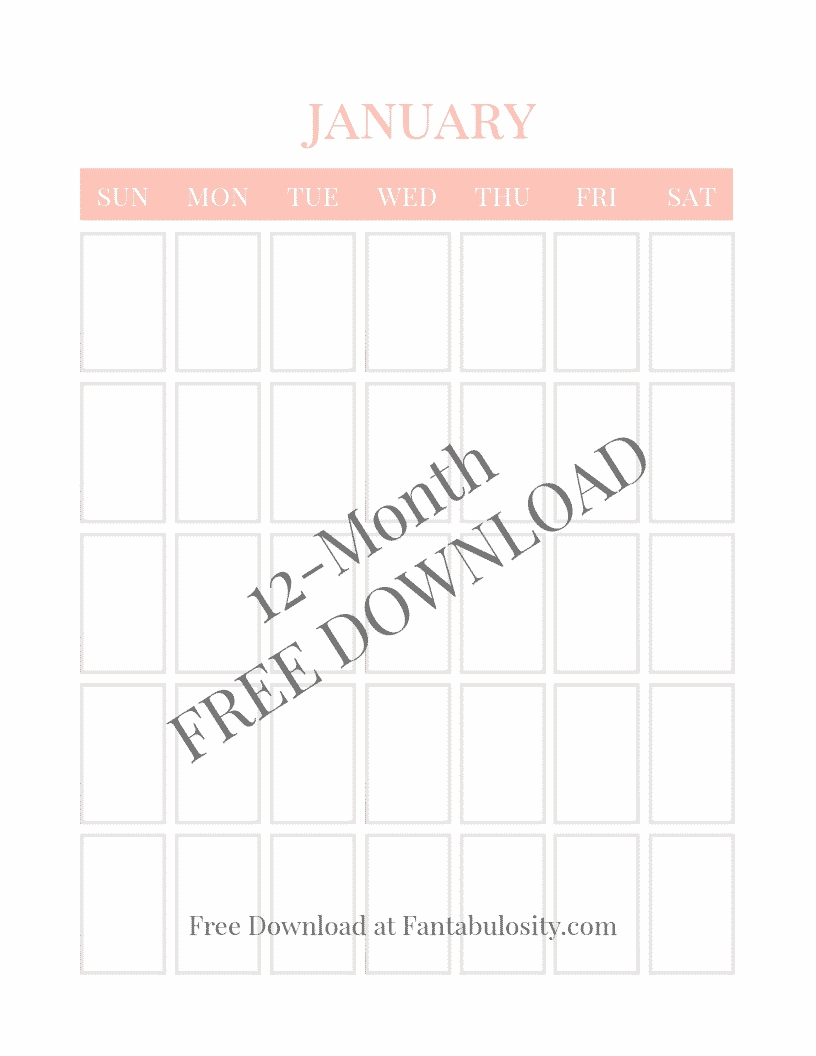 Blank Calendar - Free Vertical Monthly Calendar Printable