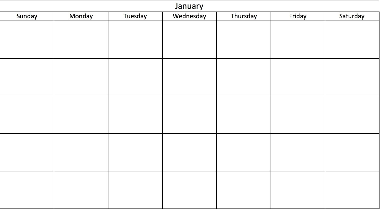 Blank Calendar With Only Weekdays Di 2020 | Sign