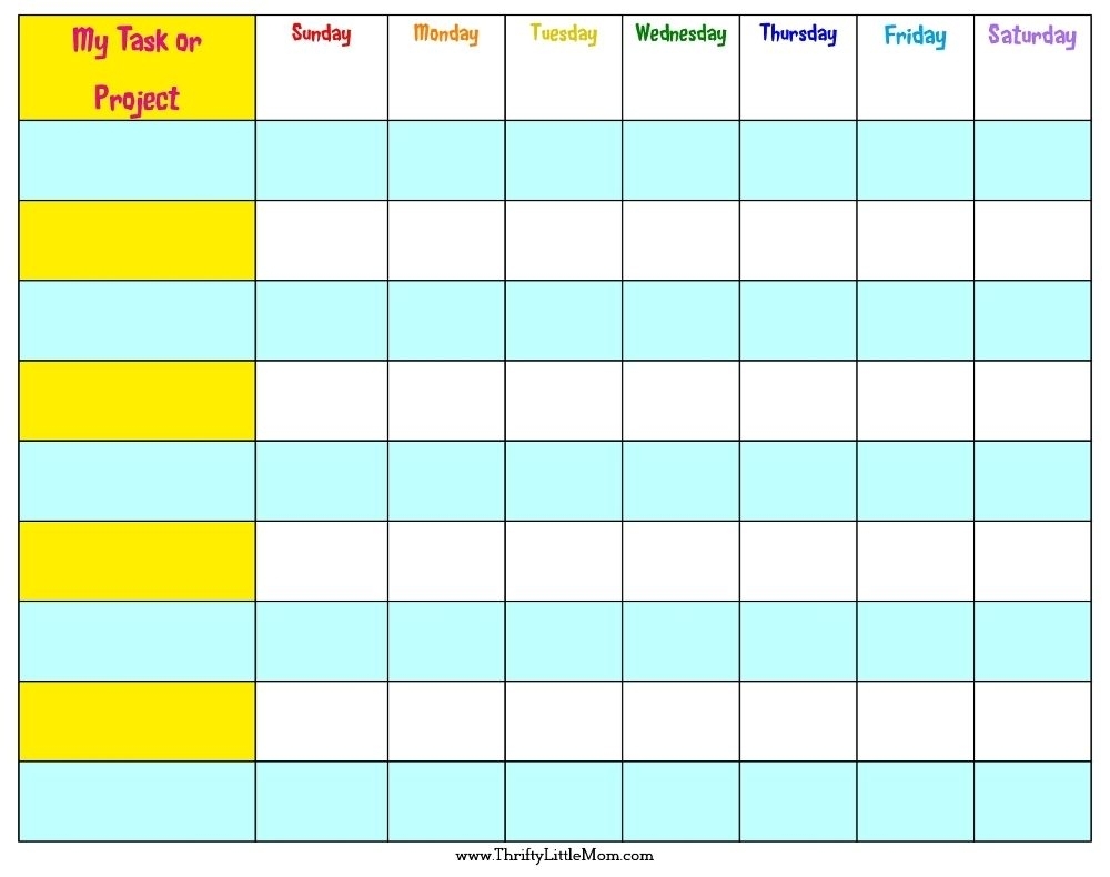 Blank Free Printable Star Charts Monday Thru Friday