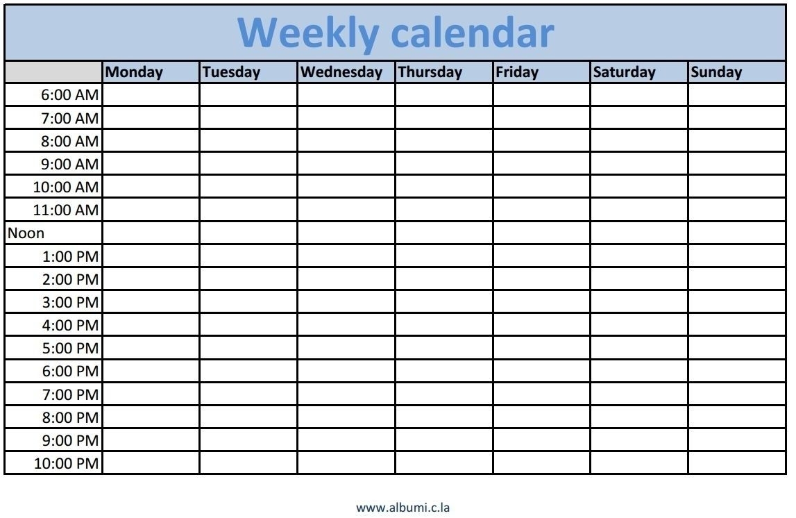 Blank Weekly Calendar Late Schedule With Time Slots Word throughout Editable Calendar With Time Slots