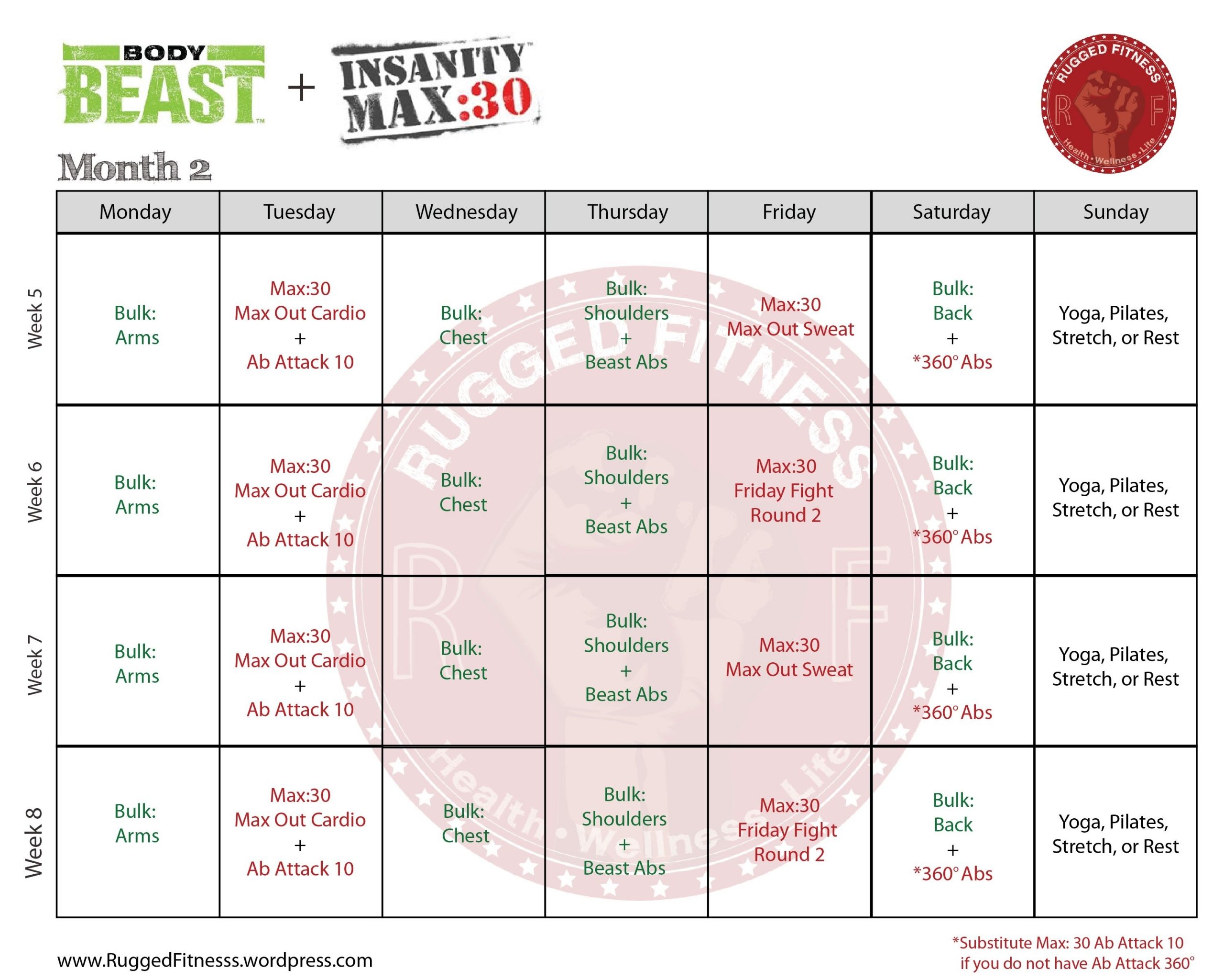 Body Beast + Insanity: Max 30 Hybrid Schedule | Body Beast