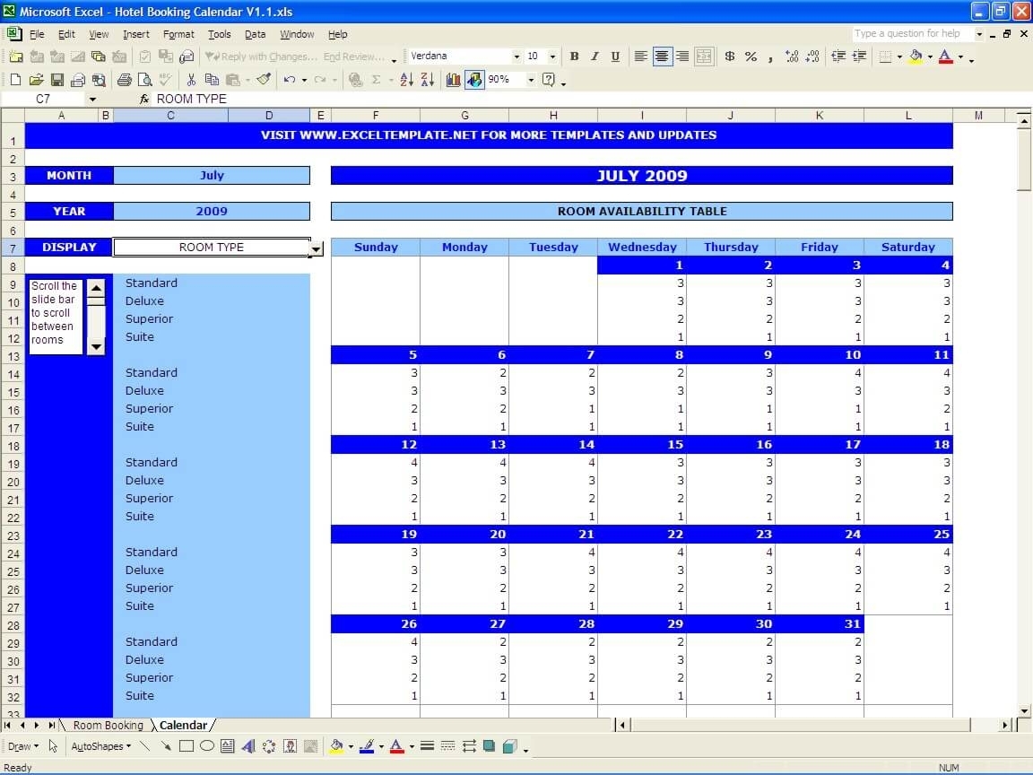 Booking Time Slot Excel