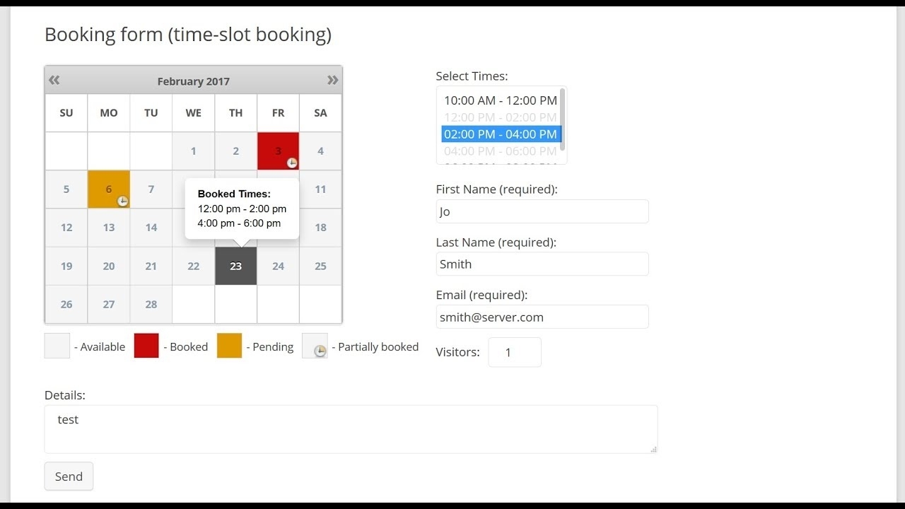 Booking Calendar - Times Bookings