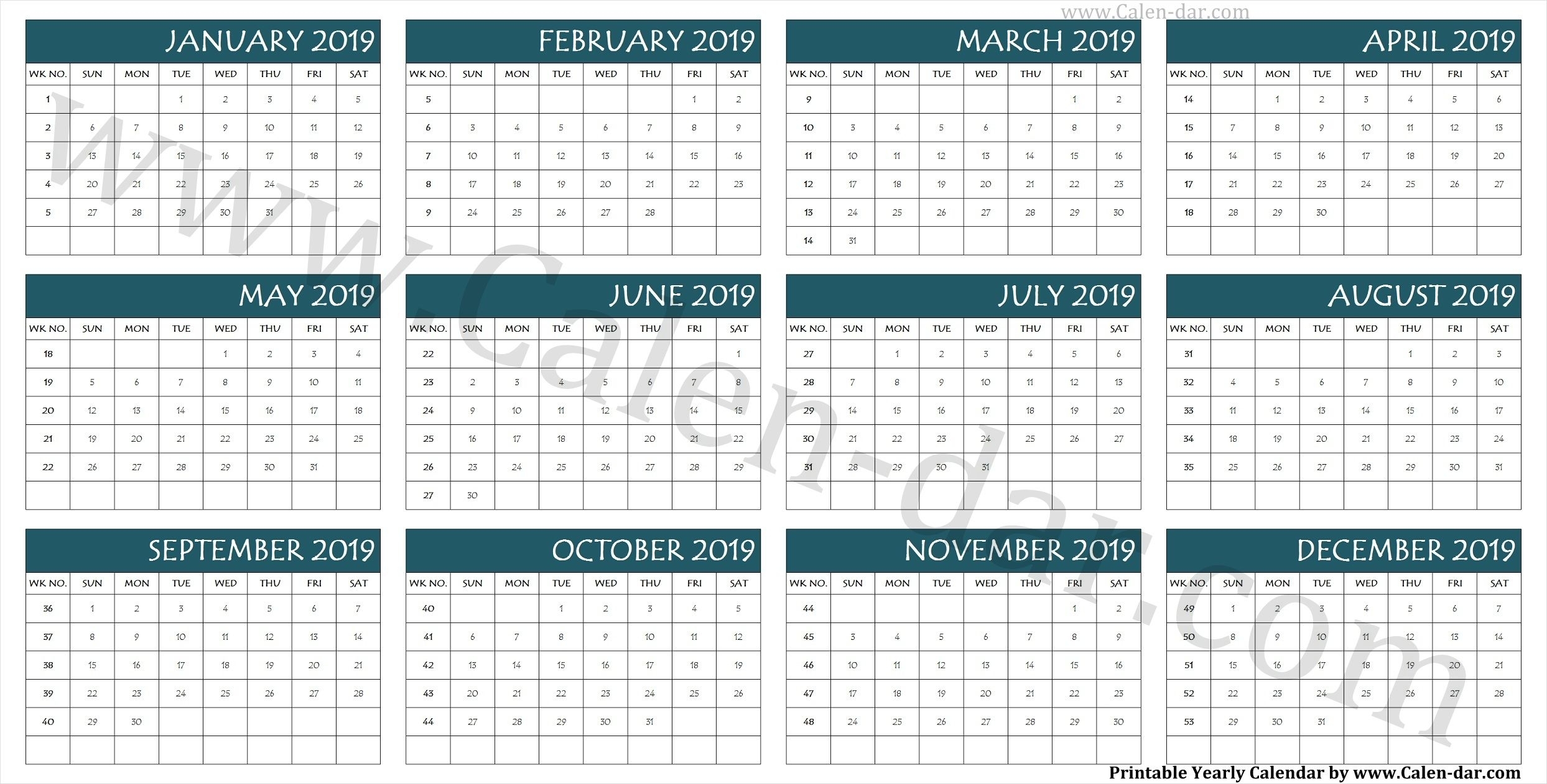 Calendar 2019 Week Wise | Calendar, Printable Yearly