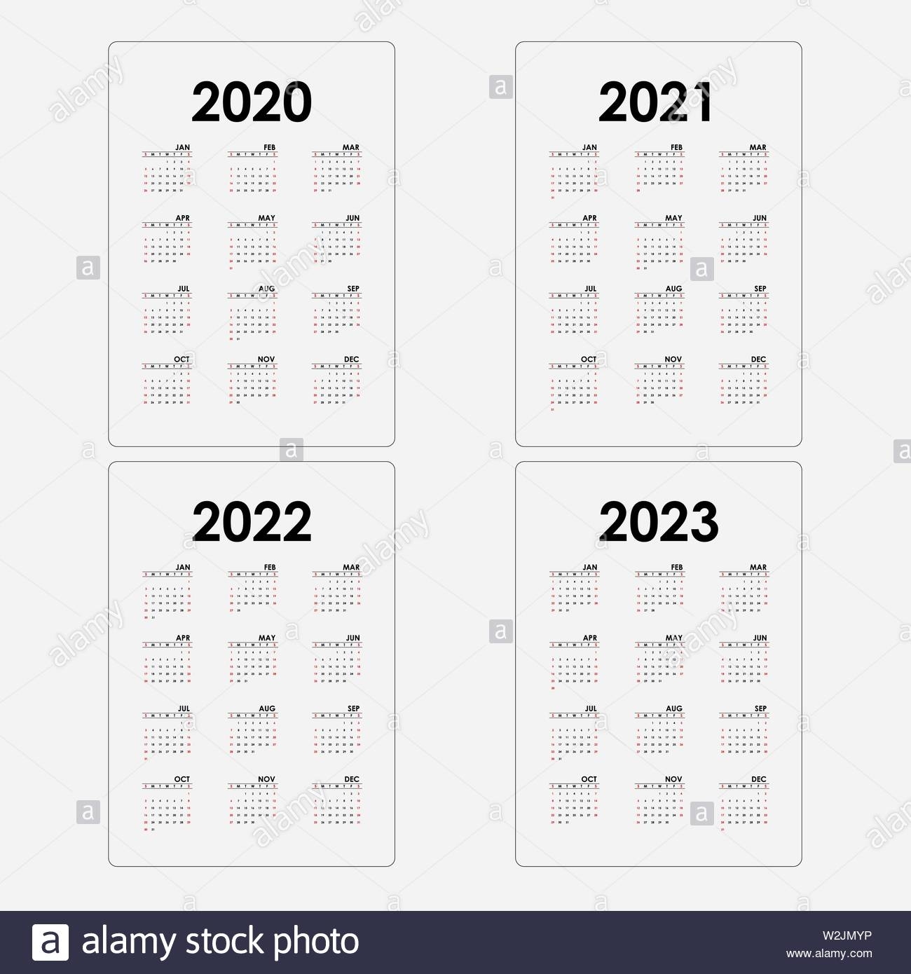 Calendar 2020, 2021,2022 And 2023 Calendar Template.yearly