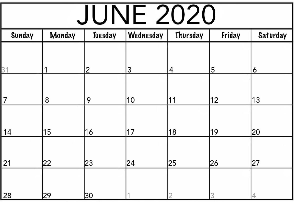 Calendar June 2020 Printable Template Word - Web Galaxy