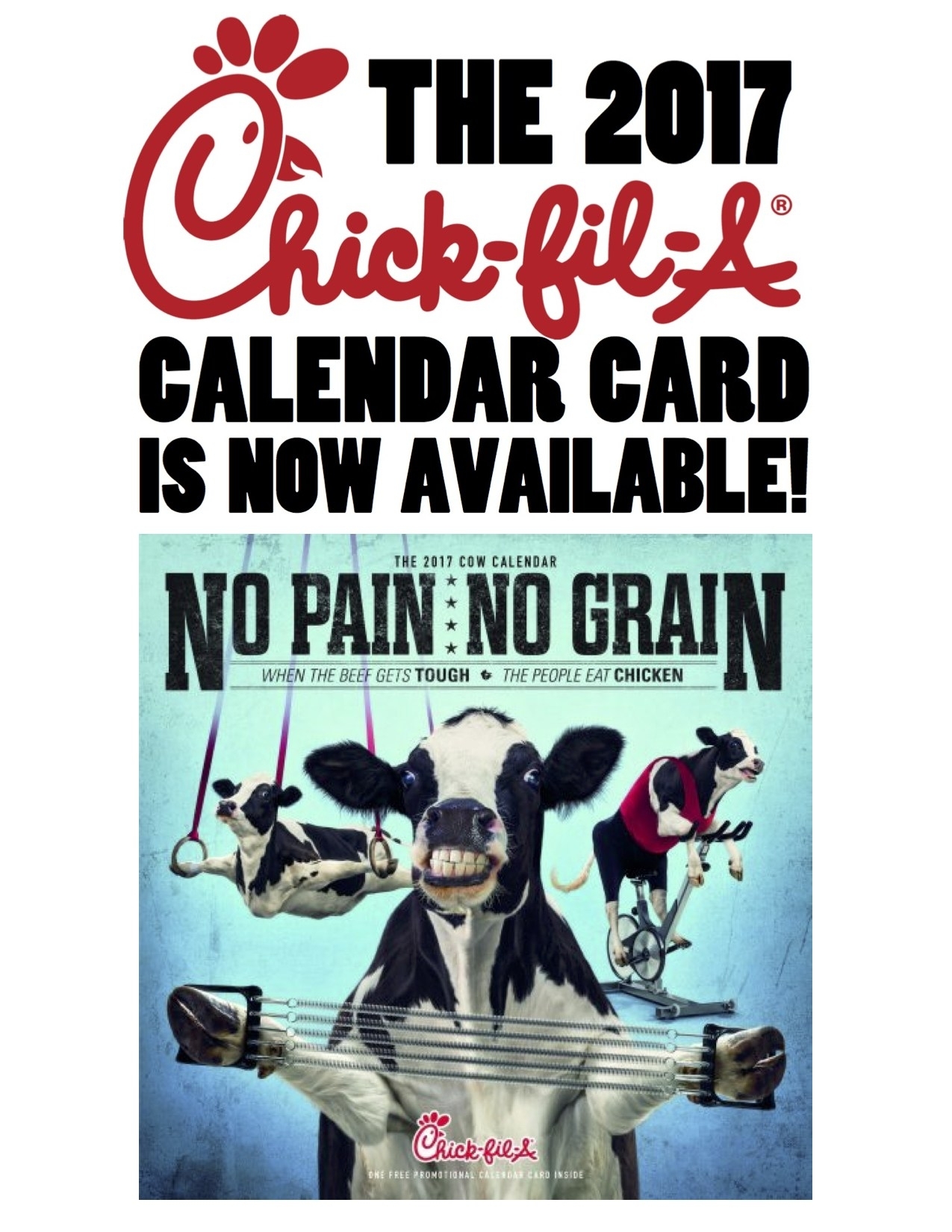 Chick Fil A 2017 Calendar Card Loaded With Free Food Items