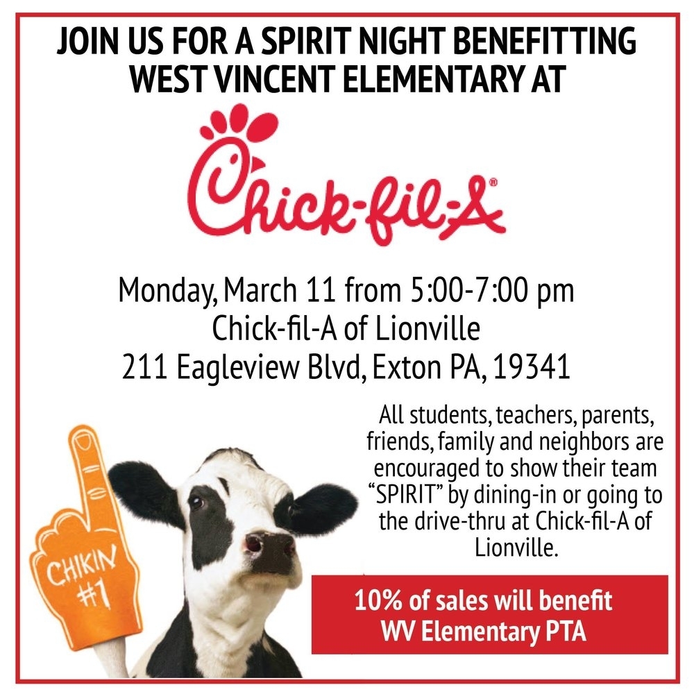 Chick-Fil-A — News — West Vincent Elementary School Pta