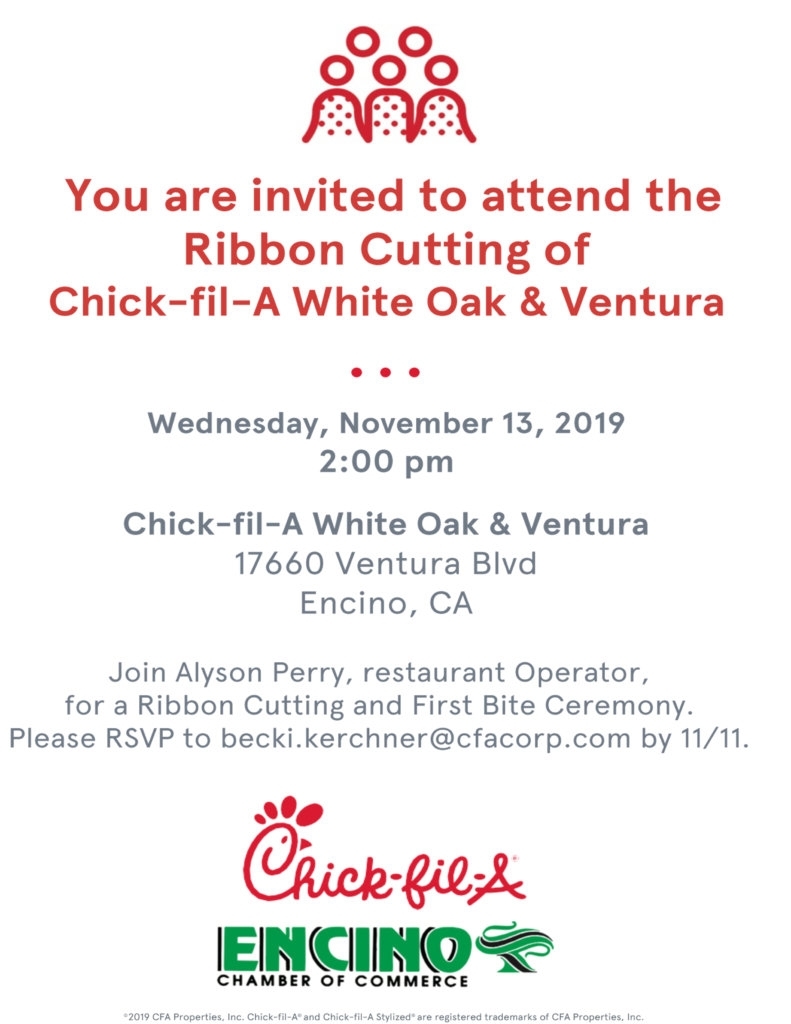 Chick-Fil-A White Oak &amp; Ventura Ribbon Cuttingencino Chamber within Chick Fil A 2020 Calendar