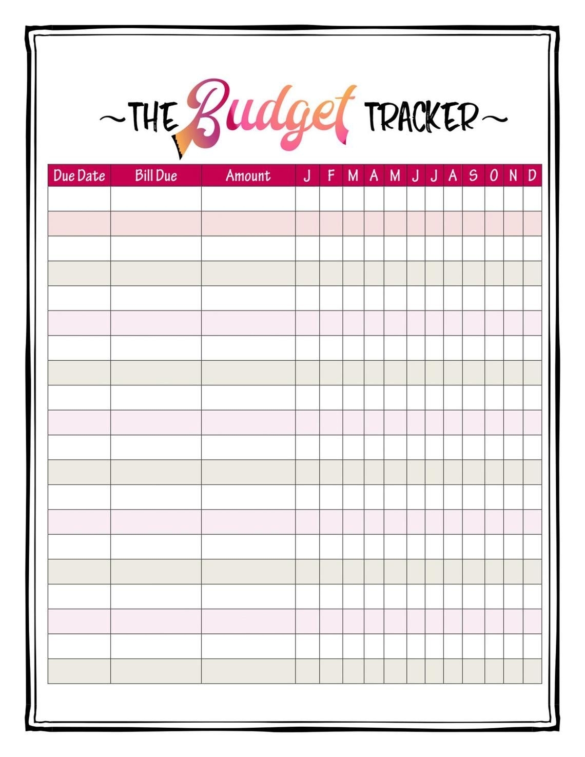 Colorful Printable Monthly Budget Planner / Bill Payment