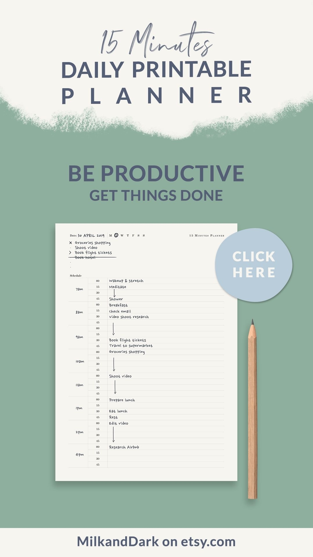 Daily Schedule Planner Printable 15 Minutes Tracker To Do