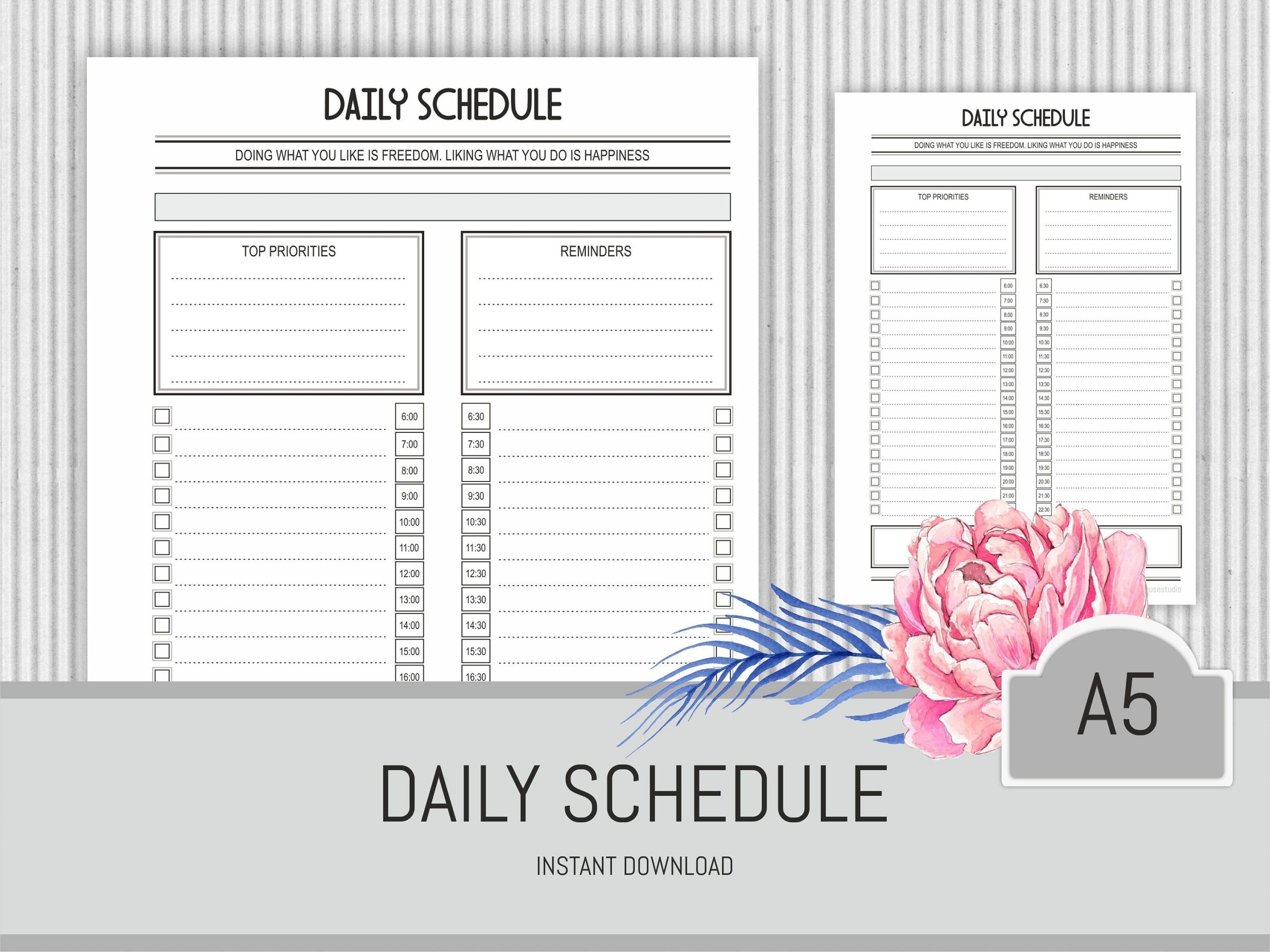 Daily Schedule Planner Printable Hourly Planner Day