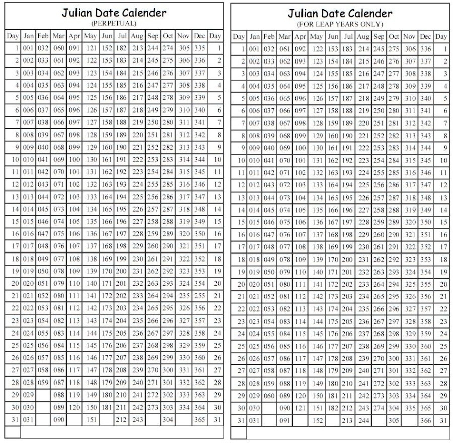 Day Of Year Calendar Leap Year Non Leap Year - Calendar