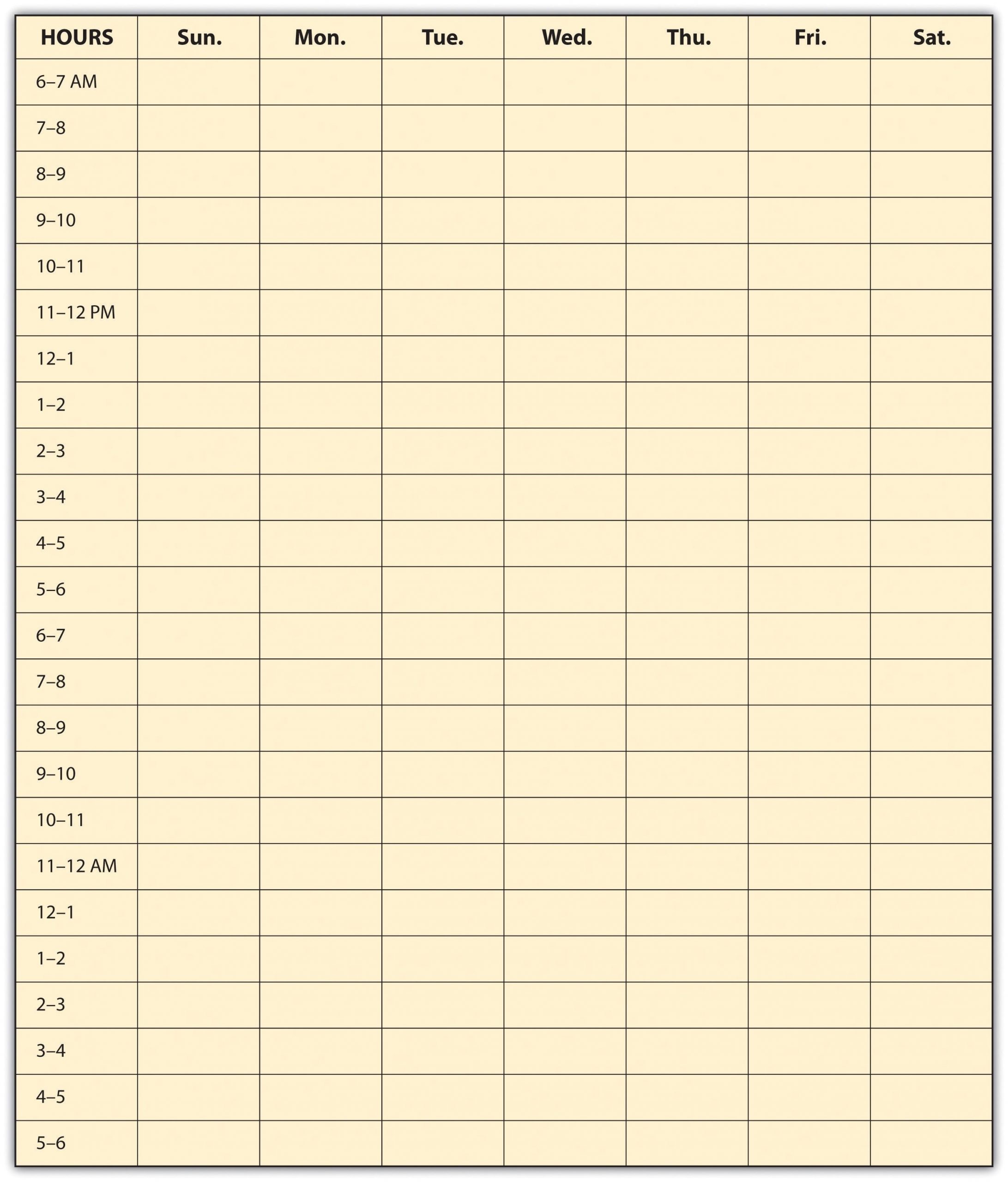 Day Planner With Time Slots Printable Weekly Calendar With