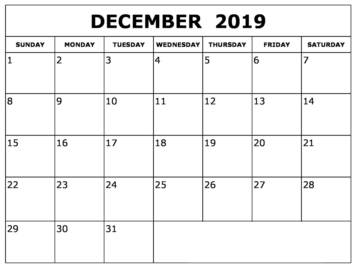 December 2019 Calendar Printable Daily, Monthly, Weekly