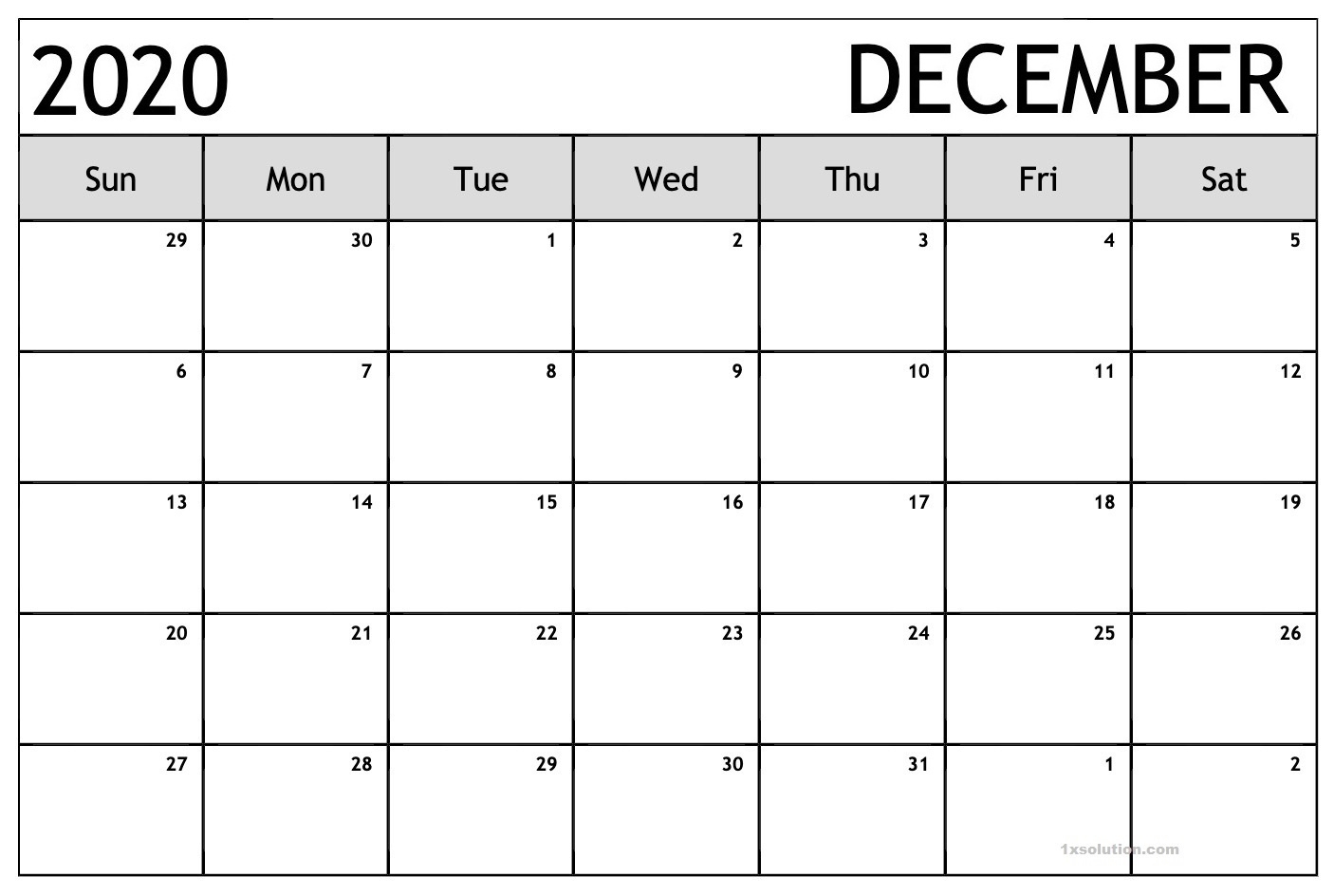December 2020 Calendar Printable Waterproof | Calendar