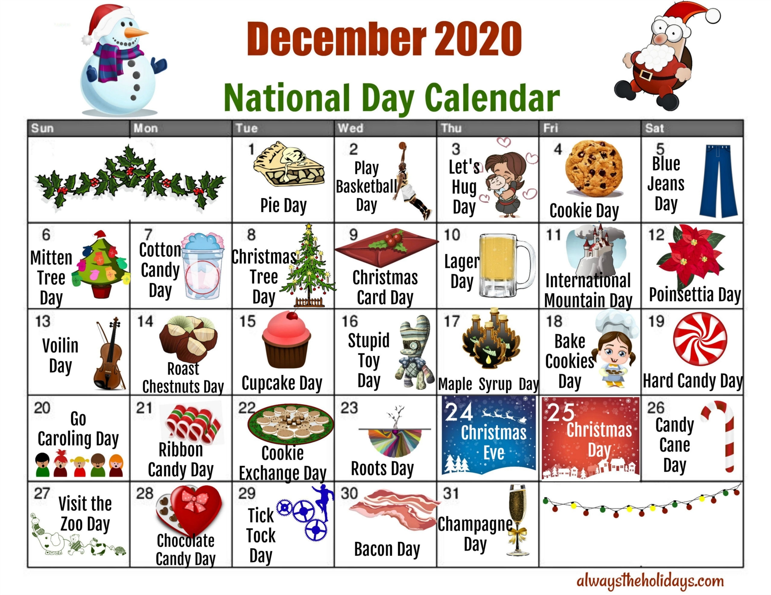 December National Day Calendar - Free Printable Calendars