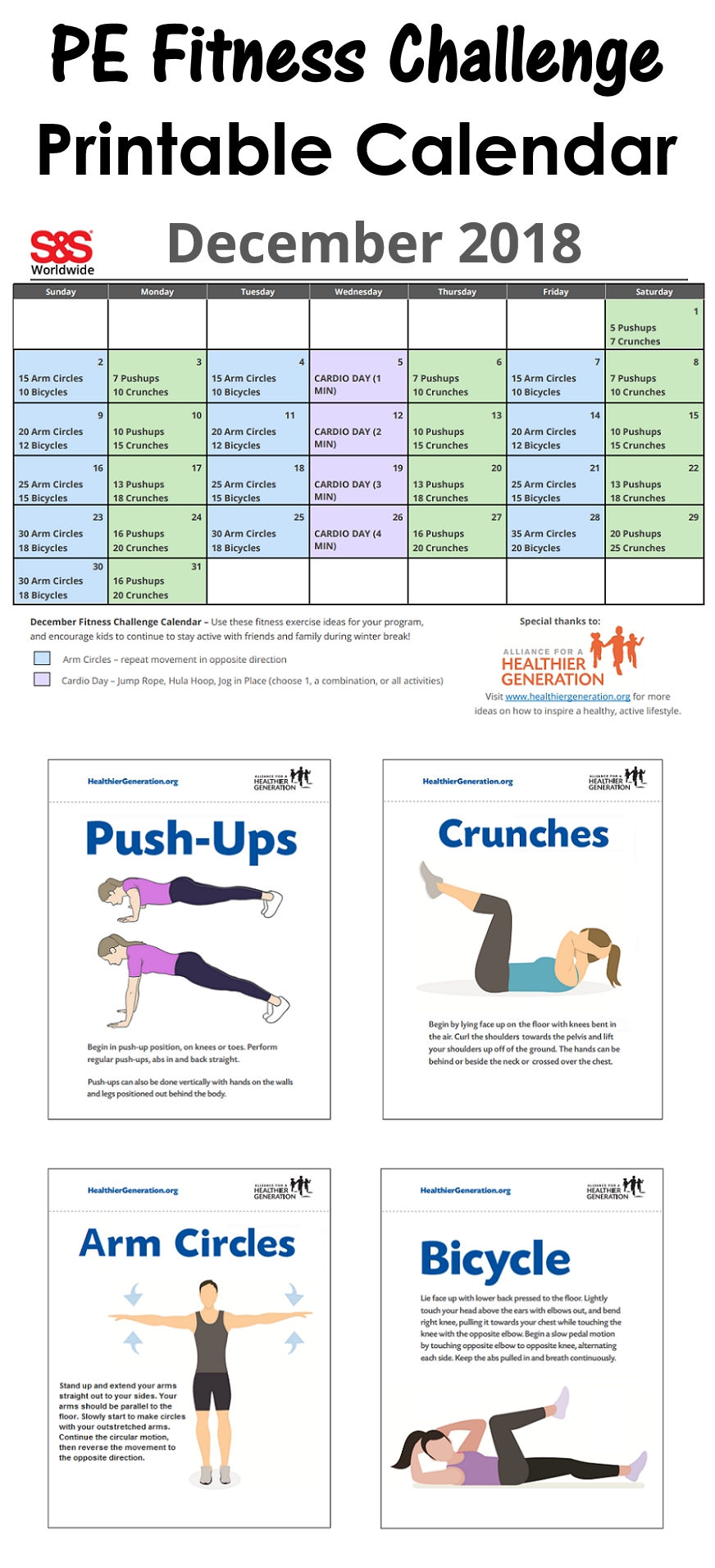 December Printable Fitness Challenge Calendar - S&amp;S Blog