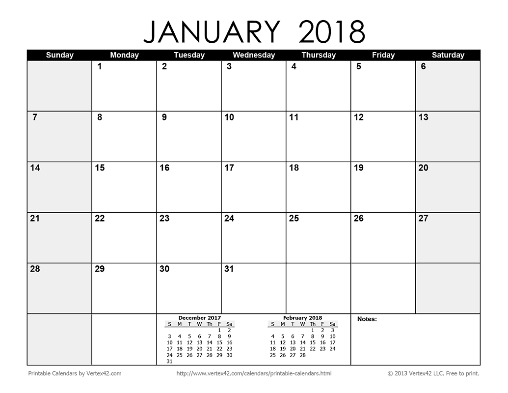 Download A Free Printable Monthly 2018 Calendar From