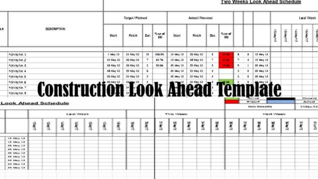 Download Construction Look Ahead Schedule Template - Project