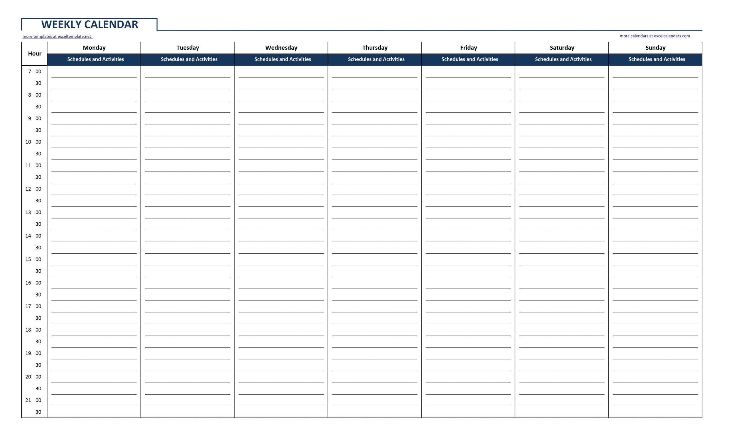 Download Free Printable Weekly Calendar With Time Slots