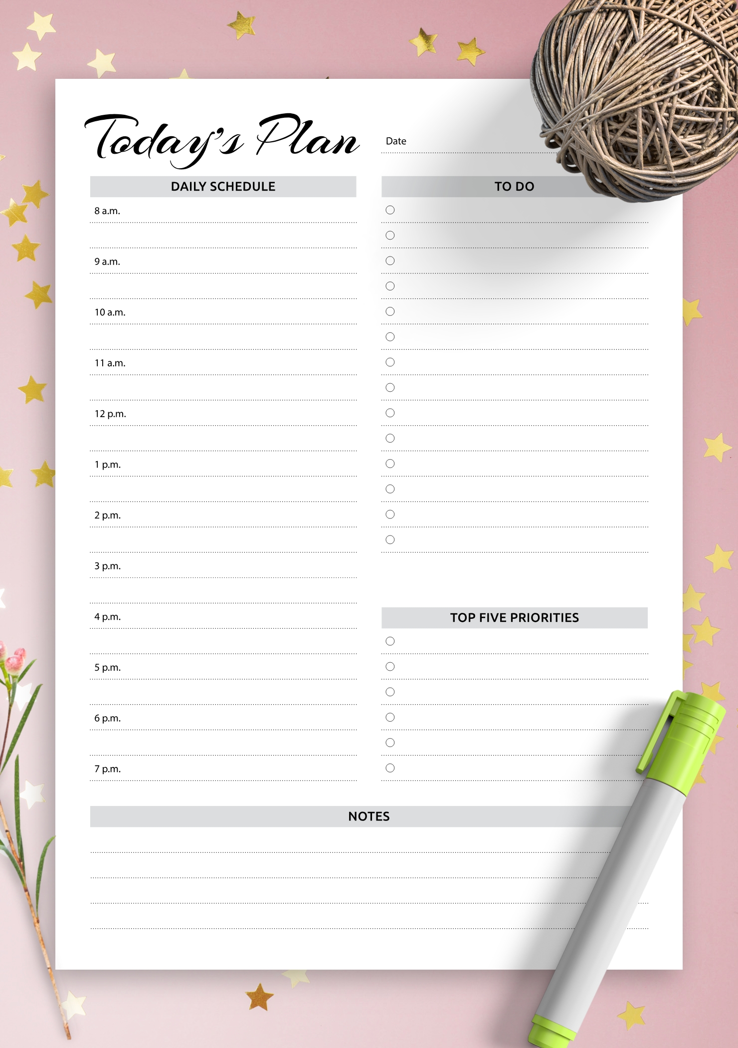 Download Printable Daily Planner With Hourly Schedule &amp; To