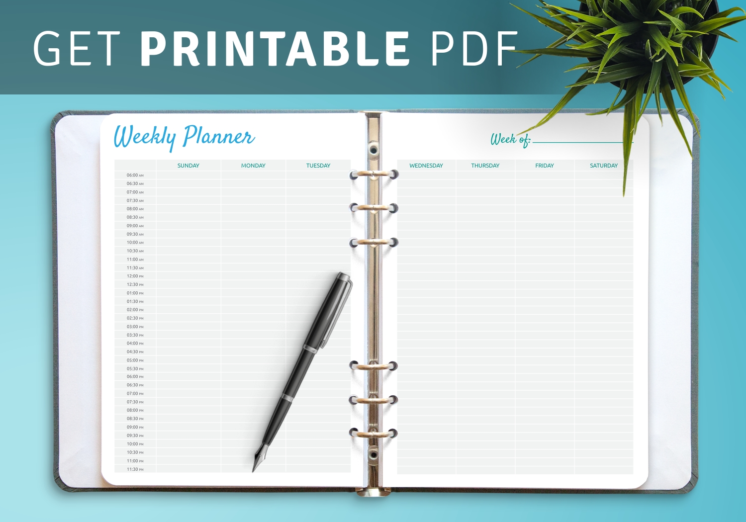 Download Printable Two-Page Weekly Hourly Scheduler Pdf