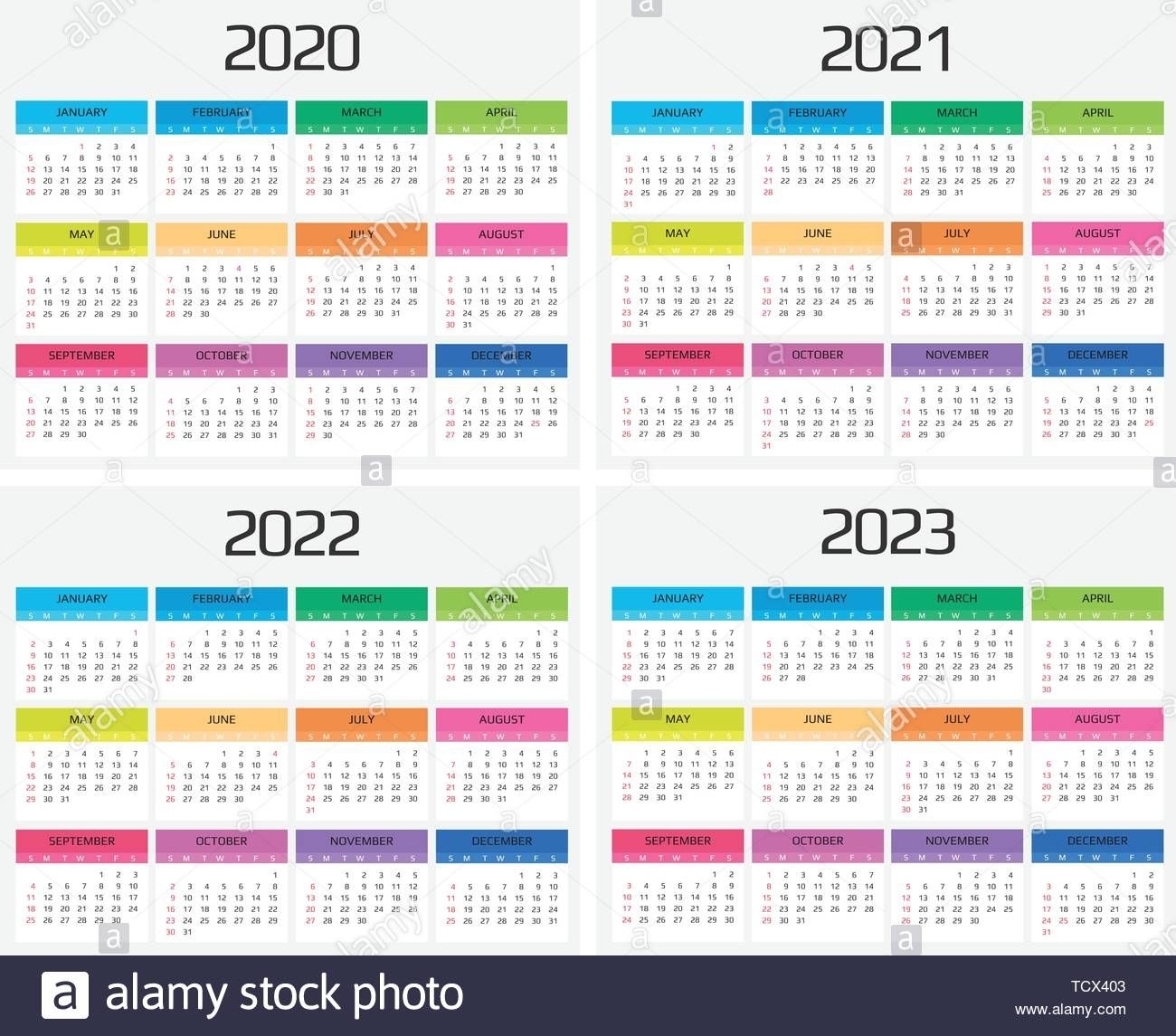Download This Stock Vector: Calendar 2020, 2021, 2022, 2023 with Calendars 2020 2021 2022 2023