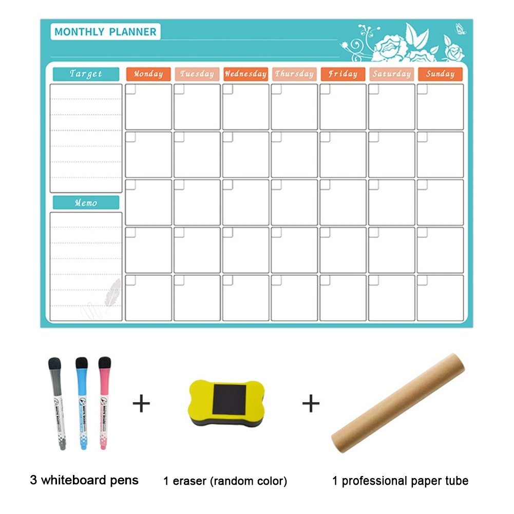 Dry Erase Calendar Kit- Magnetic Calendar For Refrigerator - Monthly Fridge  Calendar Whiteboard With Thickened Magnet Included 3 Fine Point Marker &amp; 1