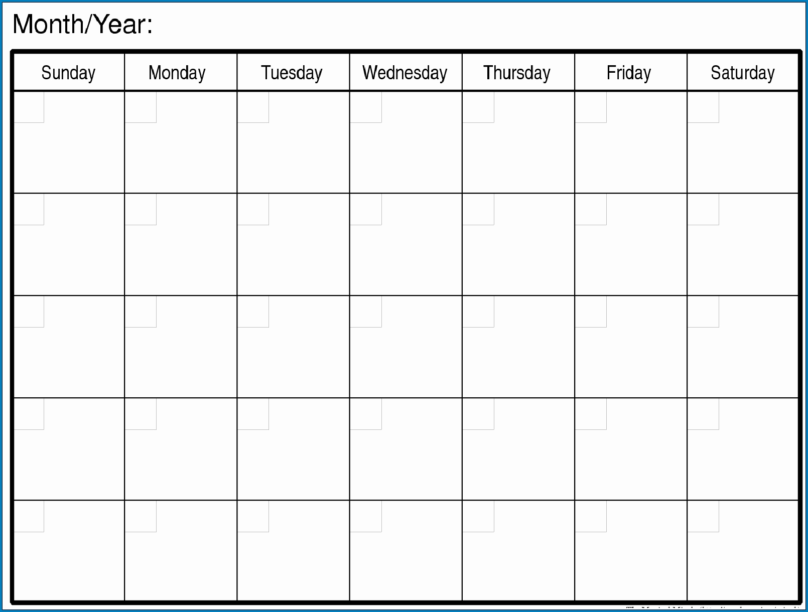√ Free Printable Blank Monthly Calendar Template | Templateral