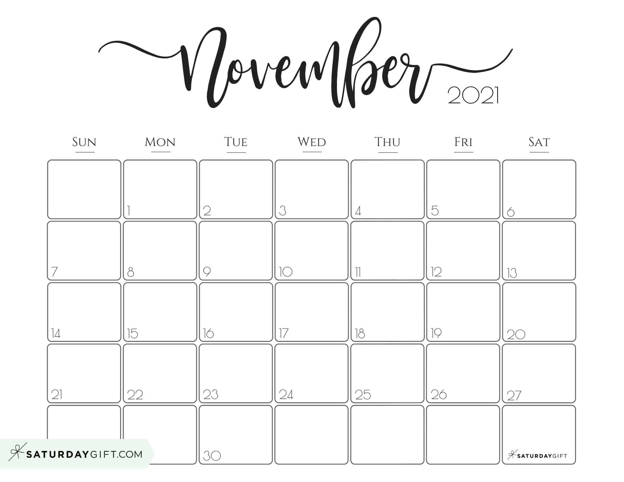 Elegant 2021 Calendarsaturdaygift - Pretty Printable