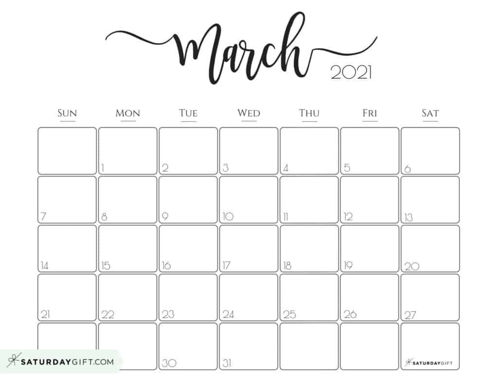 Elegant 2021 Calendarsaturdaygift - Pretty Printable