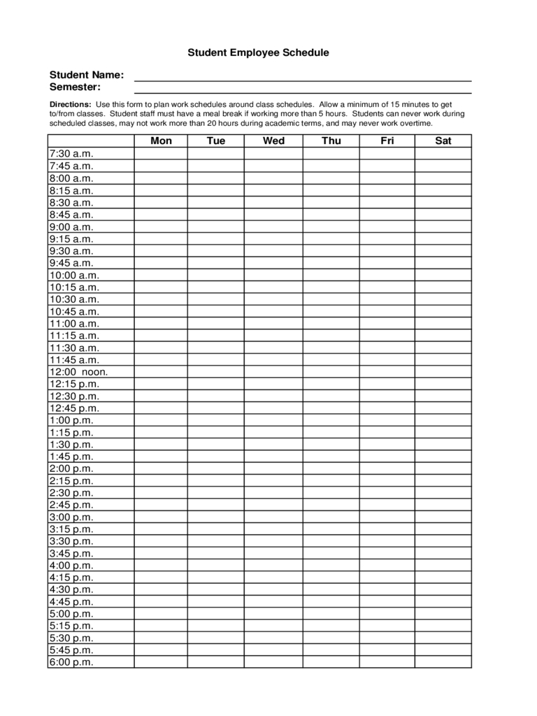 Employee Schedule Template - 5 Free Templates In Pdf, Word
