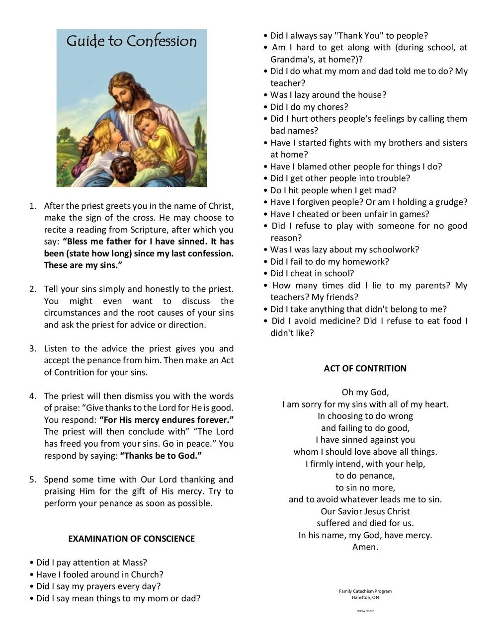 Printable Examination Of Conscience Worksheet