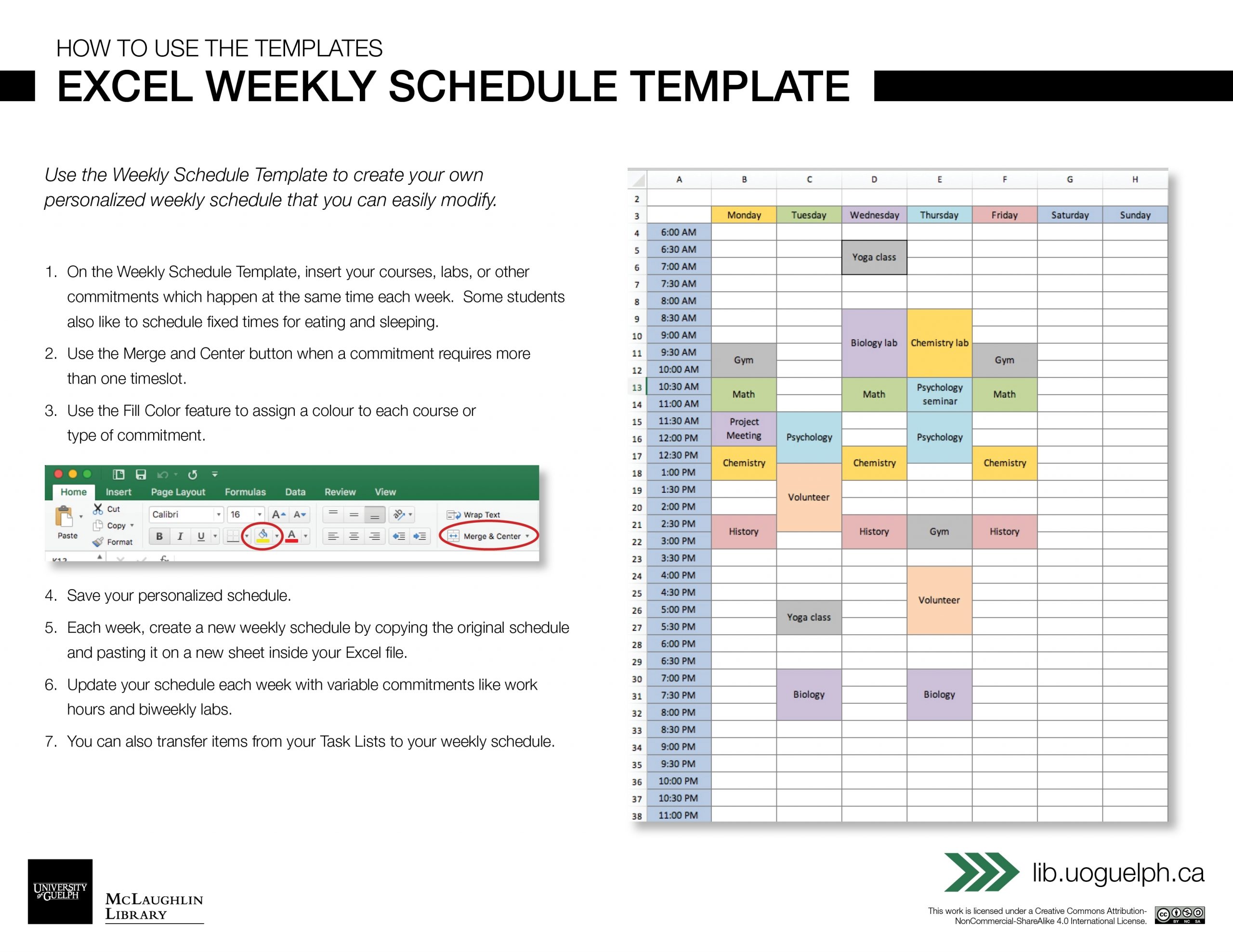 Excel Weekly Schedule Template | Digital Learning Commons
