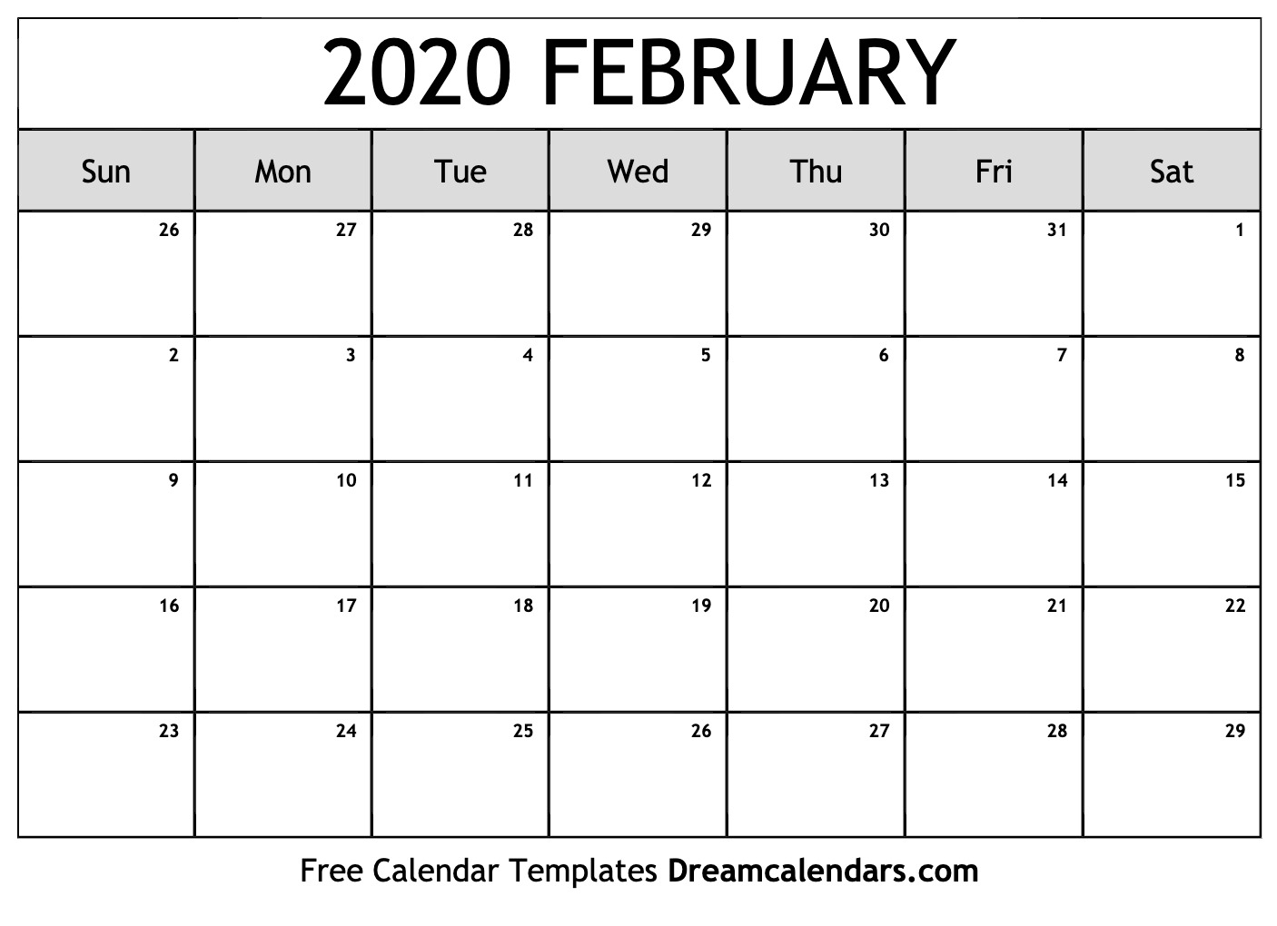 February 2020 Calendar | Free Blank Printable Templates