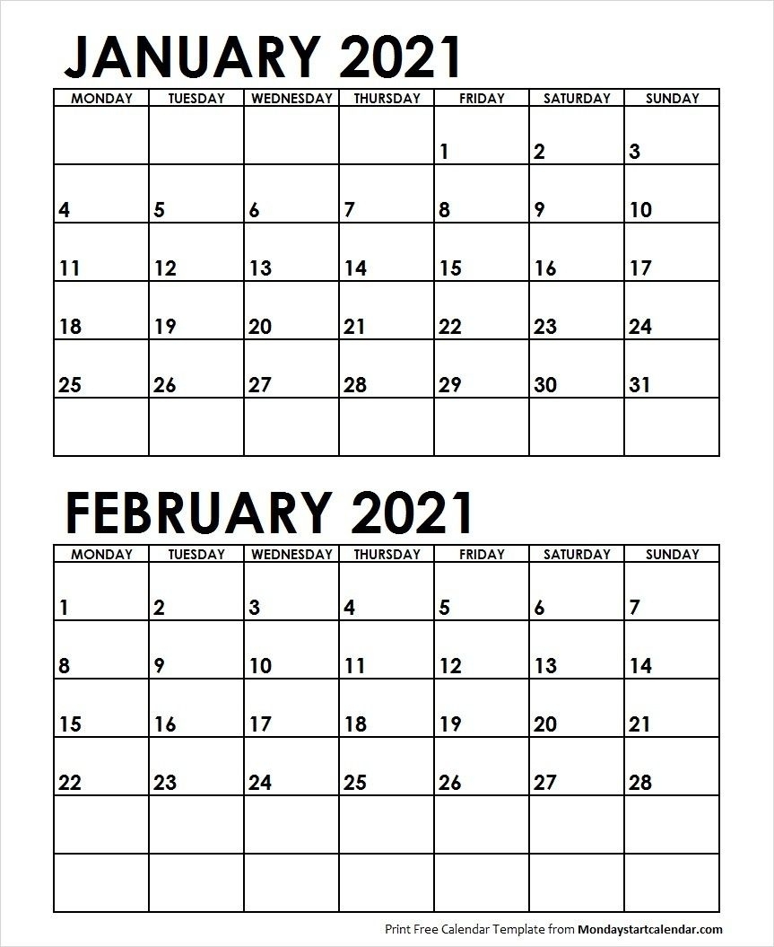 February Calendar 2021 Monday Start In 2020 | February