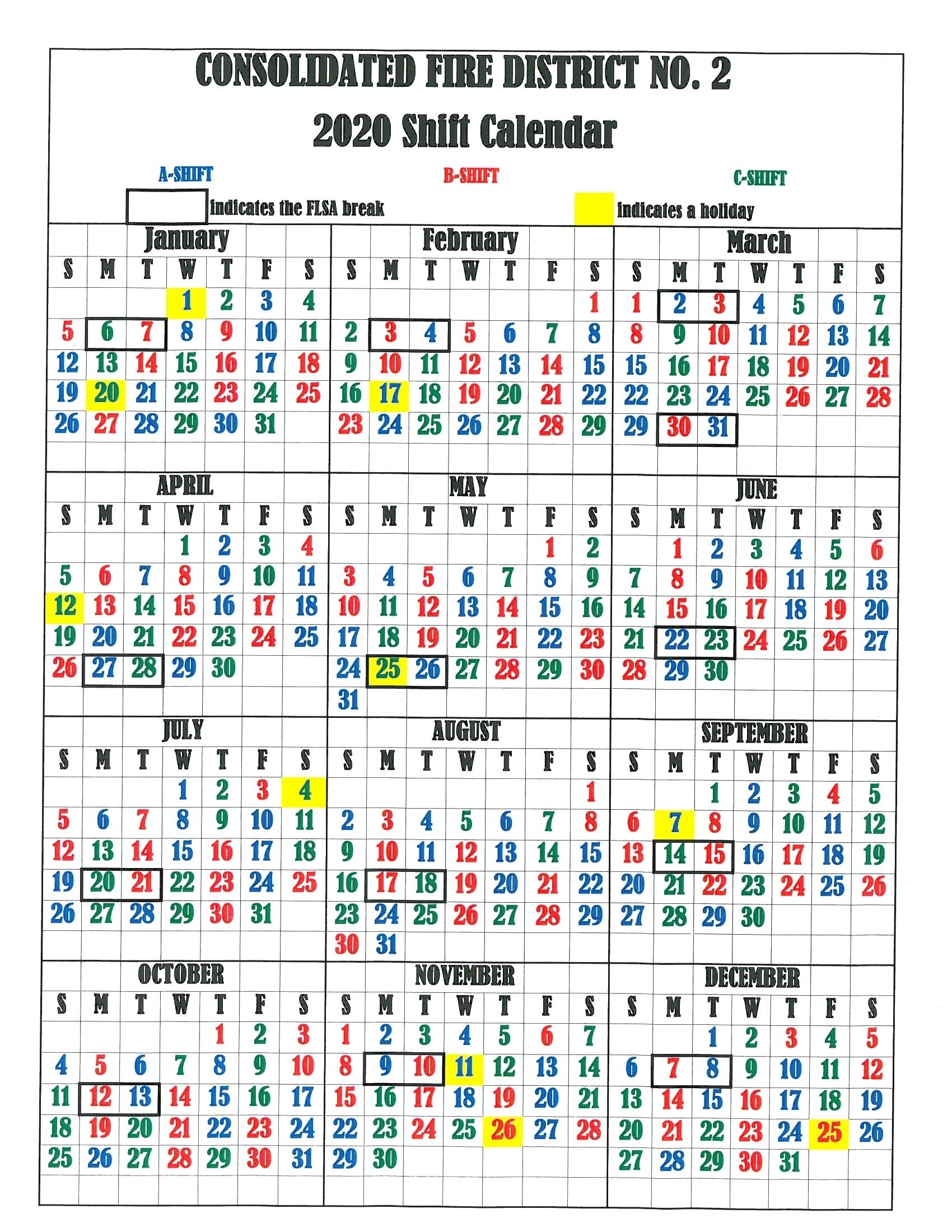 Firefighter 24 48 Shift 2020 Calendar