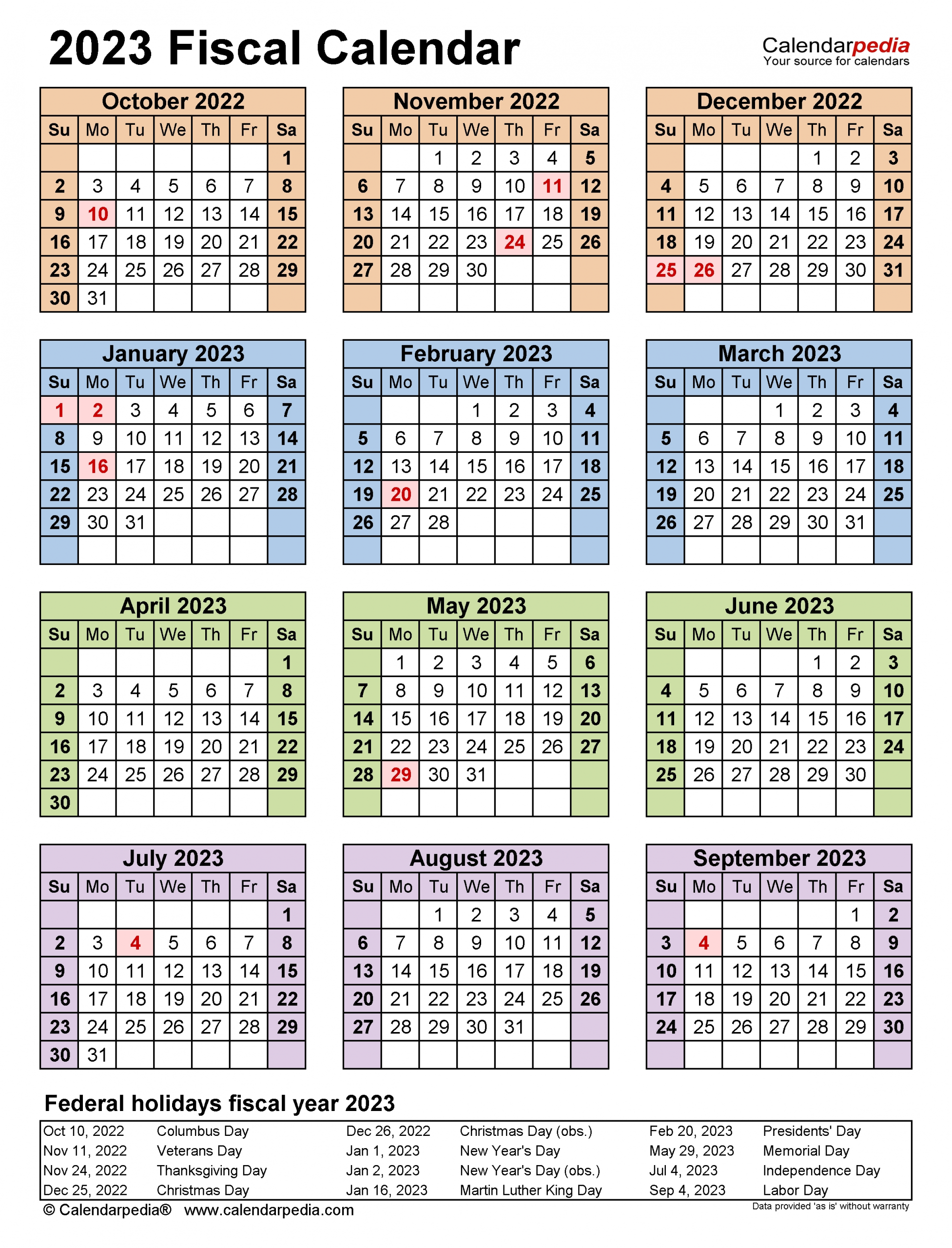 Fiscal Calendars 2023 - Free Printable Pdf Templates