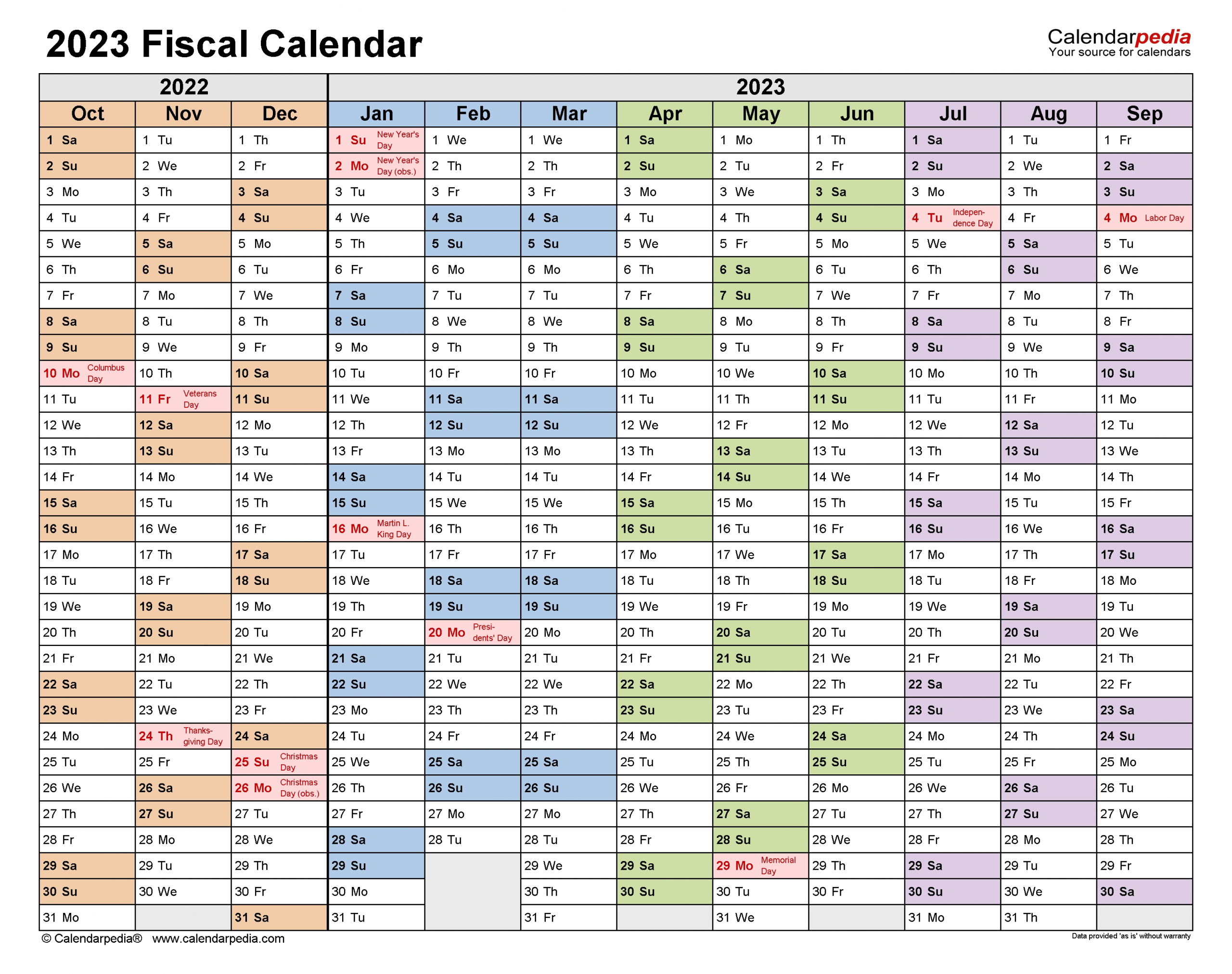 Fiscal Calendars 2023 - Free Printable Pdf Templates