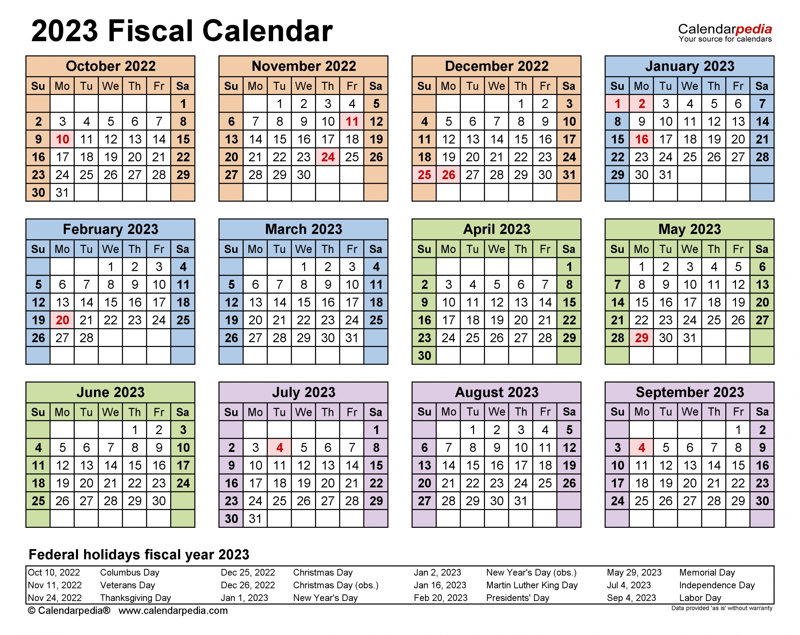 Fiscal Calendars 2023 - Free Printable Pdf Templates