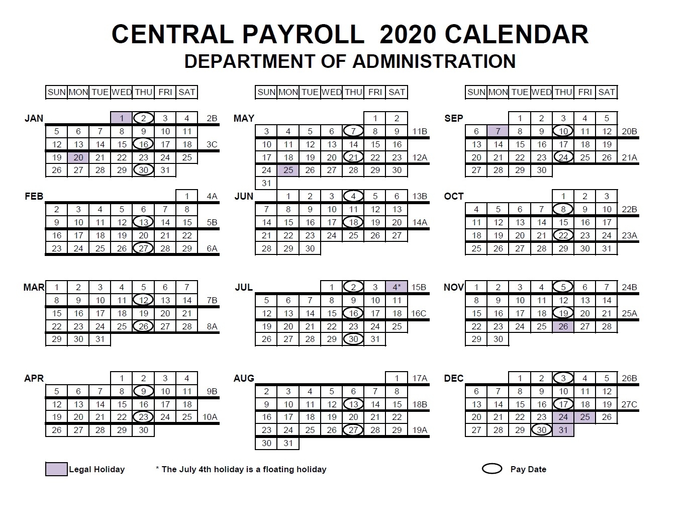 Fortnightly Calendar 2025