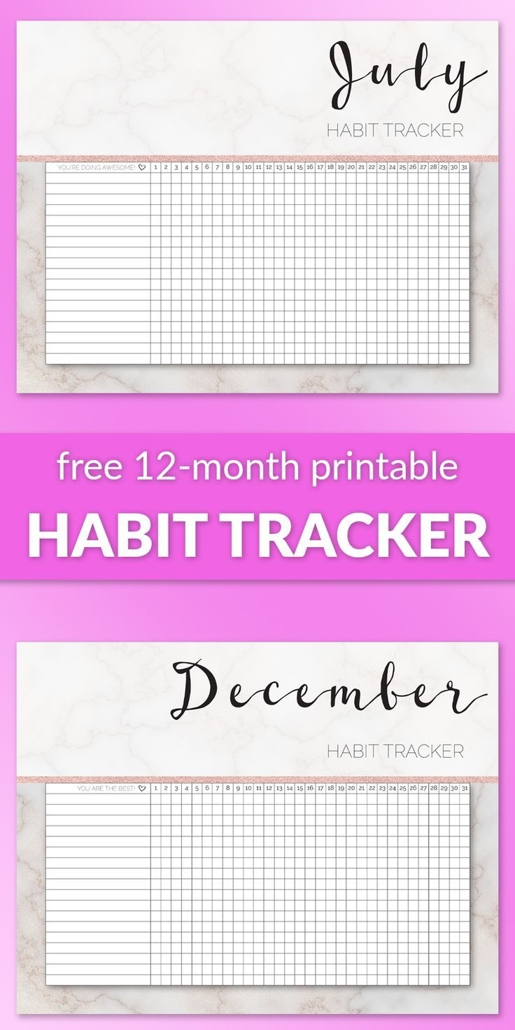 Free 12-Month Printable Habit Tracker | Habit Tracker