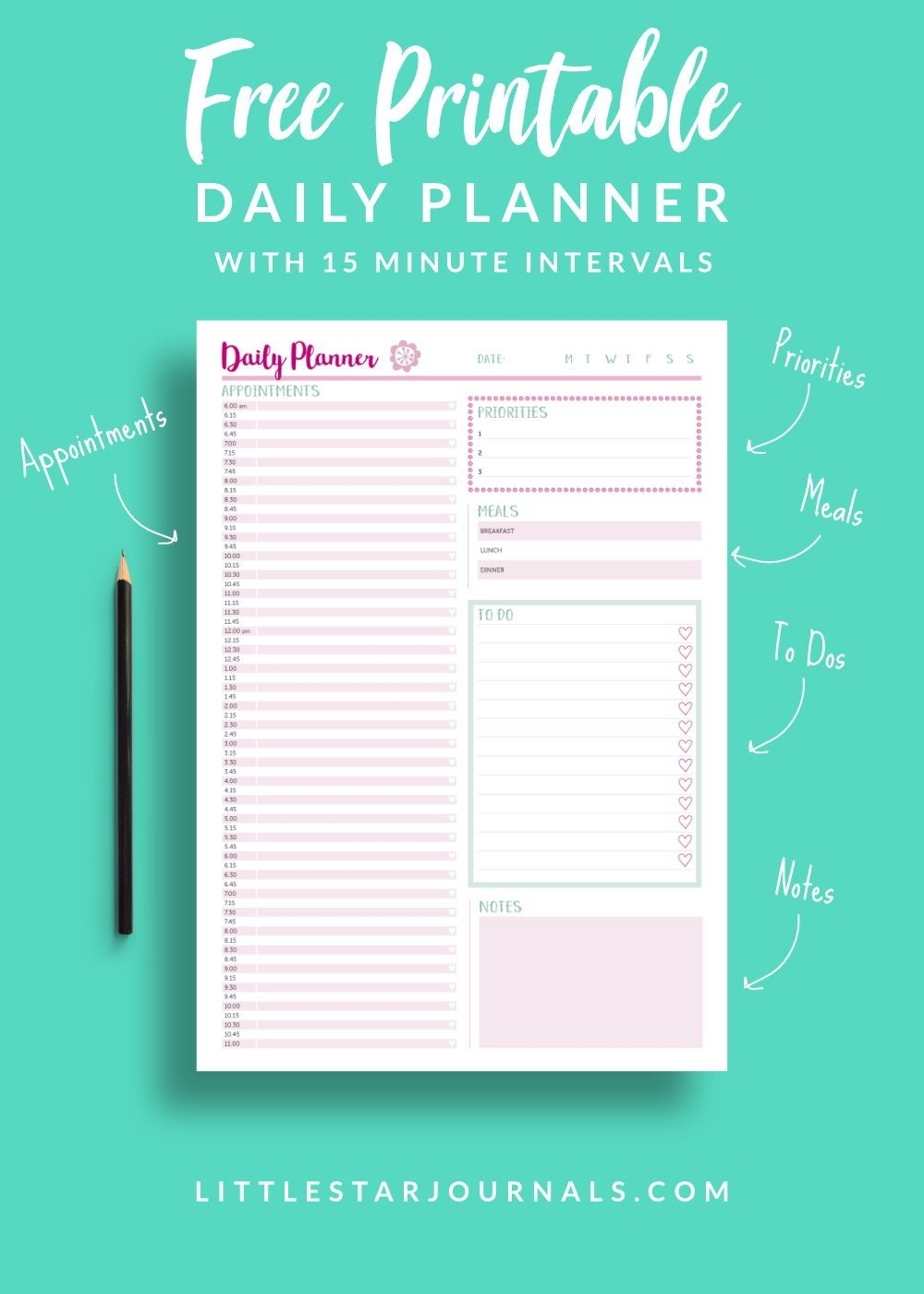 Free 15 Minute Daily Planner Printable - Little Star