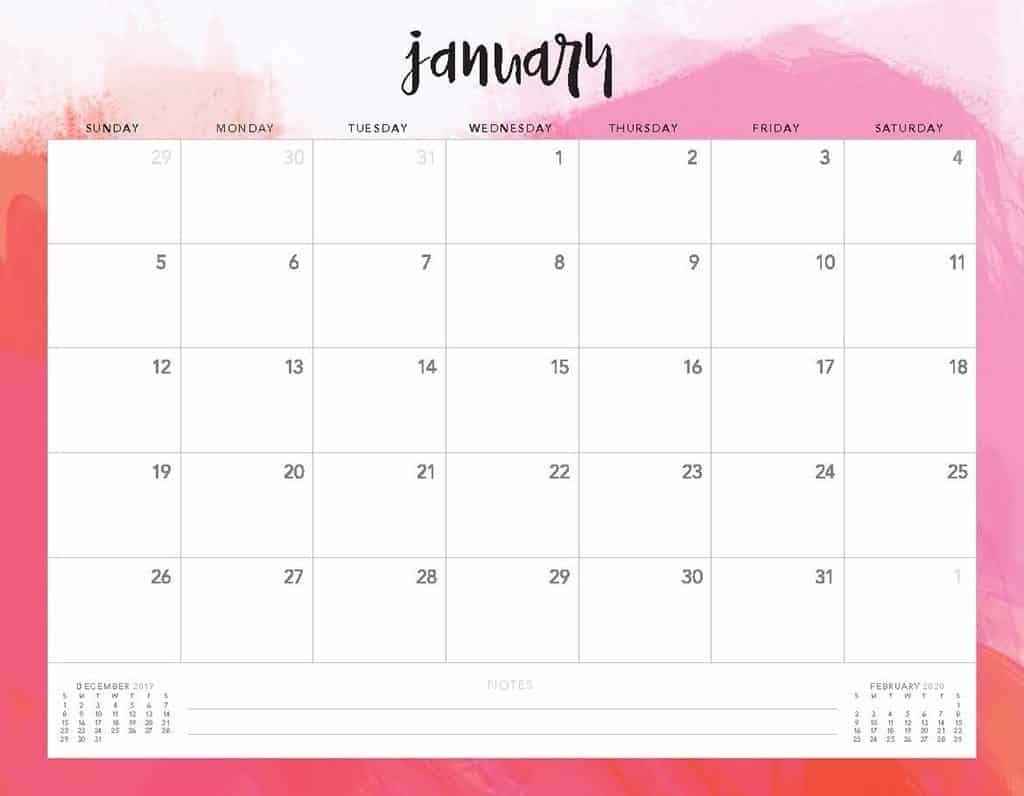 Free 2020 Printable Calendars - 51 Designs To Choose From! regarding 2020 Calendar Printable Free Pdf Color