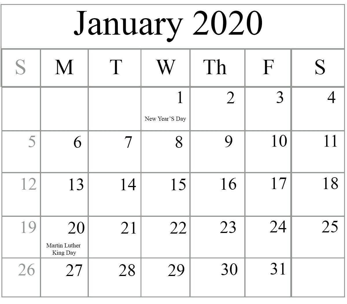 Free 2020 Printable Calendars Without Downloading In 2020